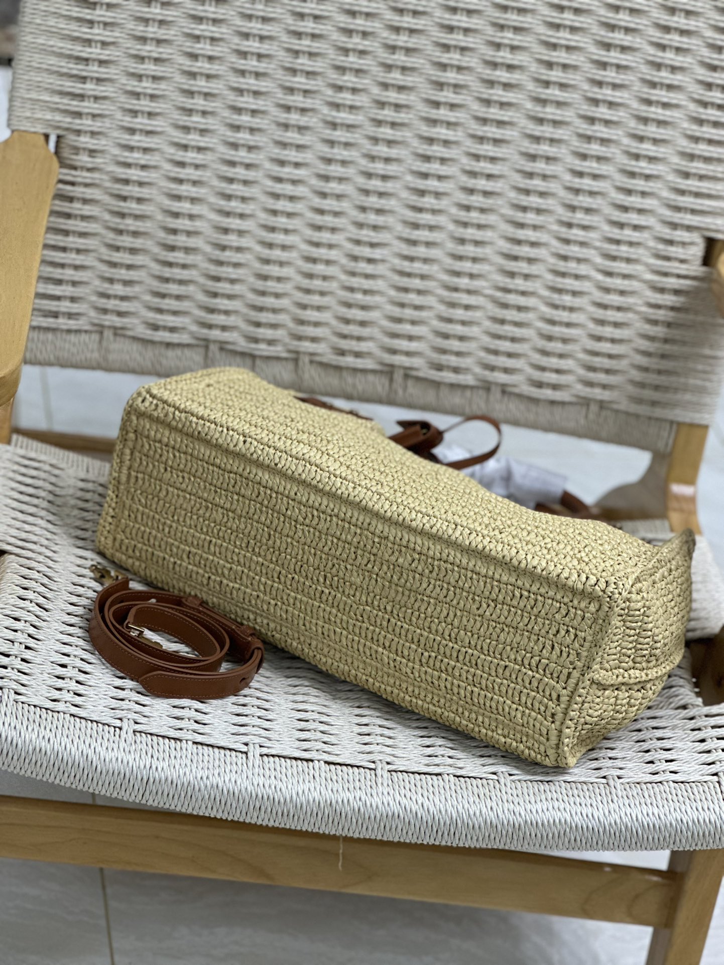 Bagsaaa Y51 Sac De Jour Medium S*pple In Raffia 751499 Natural And Brick - 41 X 28 X 13 CM