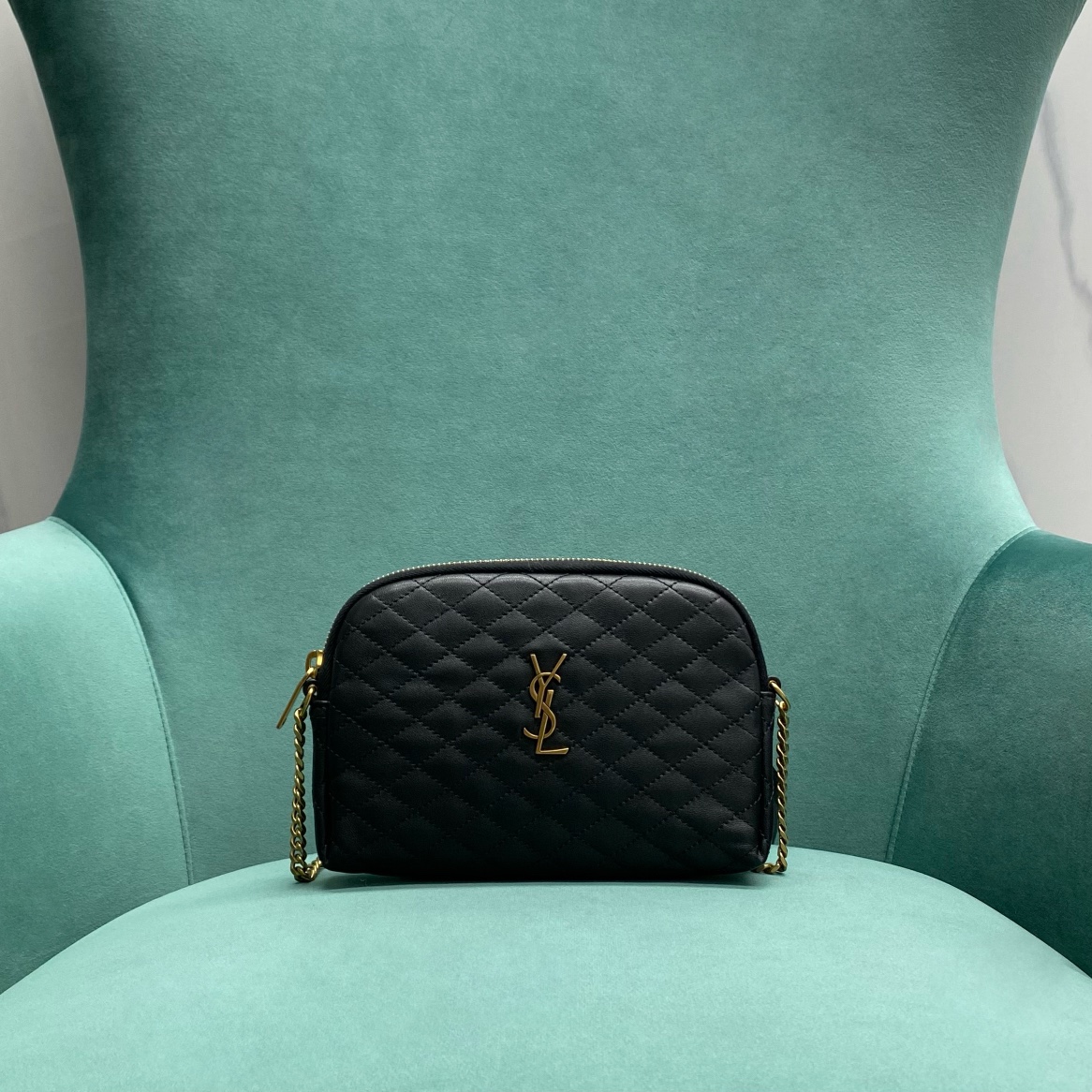 Bagsaaa Y51 Gaby Zipped Pouch In Quilted Lambskin 733667 Black - 18 X 13 X 3,5 CM
