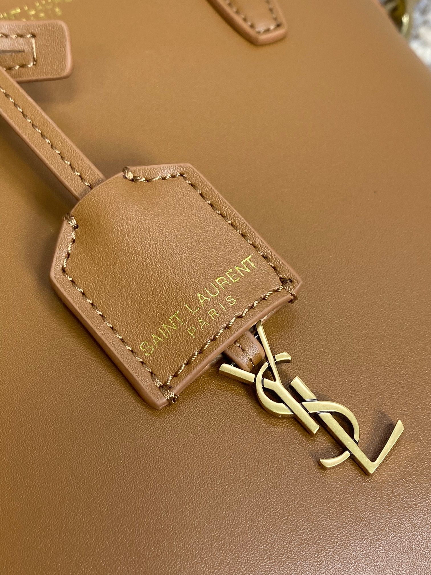 Bagsaaa Y51 Mini Toy Shopping Sa1nt Lau*nt In Box Leather 773995 Brown - 18 X 17 X 8 CM