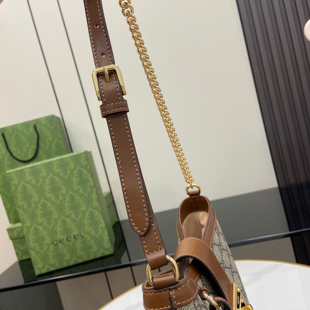 Bagsaaa Gvc*1 Padlock GG Medium Shoulder Bag 795113 Brown - 32.5 x 24 x 5.5 cm