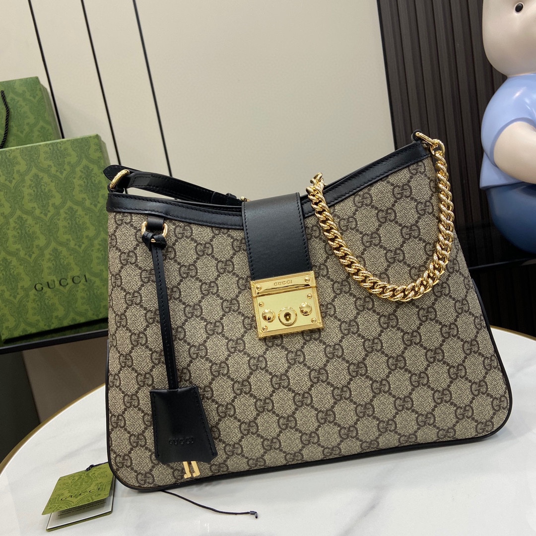 Bagsaaa Gvc*1 Padlock GG Medium Shoulder Bag 795113 Black - 32.5 x 24 x 5.5 cm