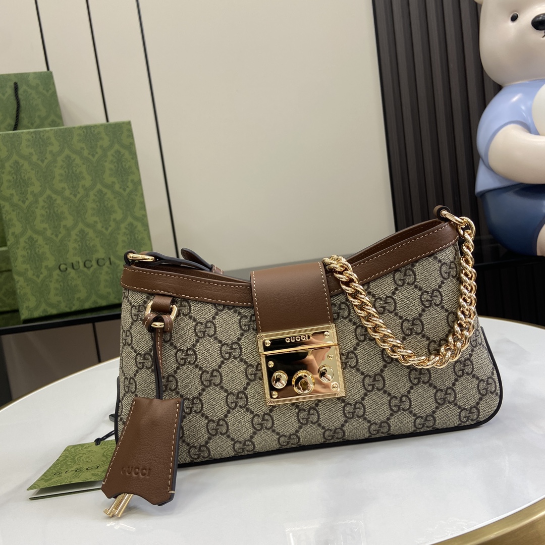 Bagsaaa Gvc*1 Padlock GG Medium Shoulder Bag 811705 Brown - 26.5x14x6 cm