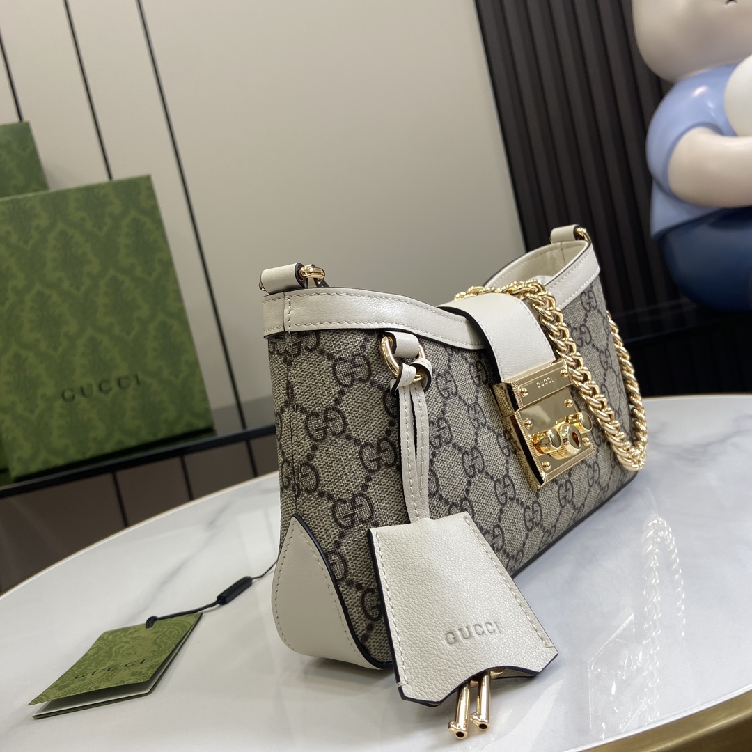 Bagsaaa Gvc*1 Padlock GG Medium Shoulder Bag 811705 White - 26.5x14x6 cm