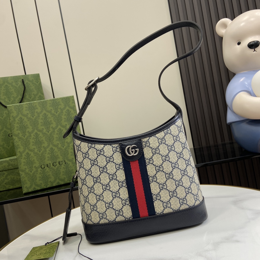 Bagsaaa Gvc*1 Ophidia GG Small Shoulder Bag 781402 Dark Blue - 23 x 21 x 12 cm