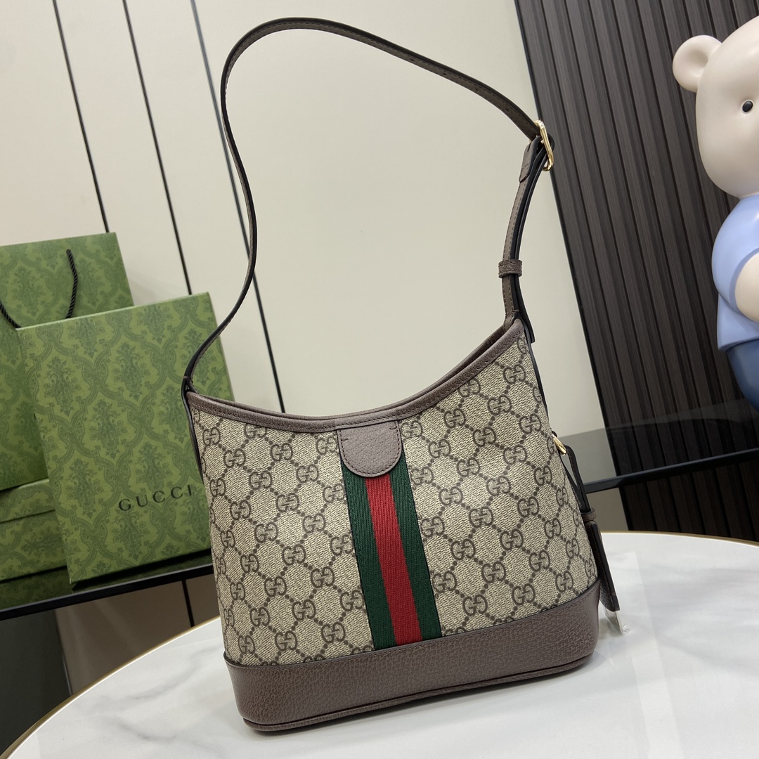 Bagsaaa Gvc*1 Ophidia GG Small Shoulder Bag 781402 Brown - 23 x 21 x 12 cm
