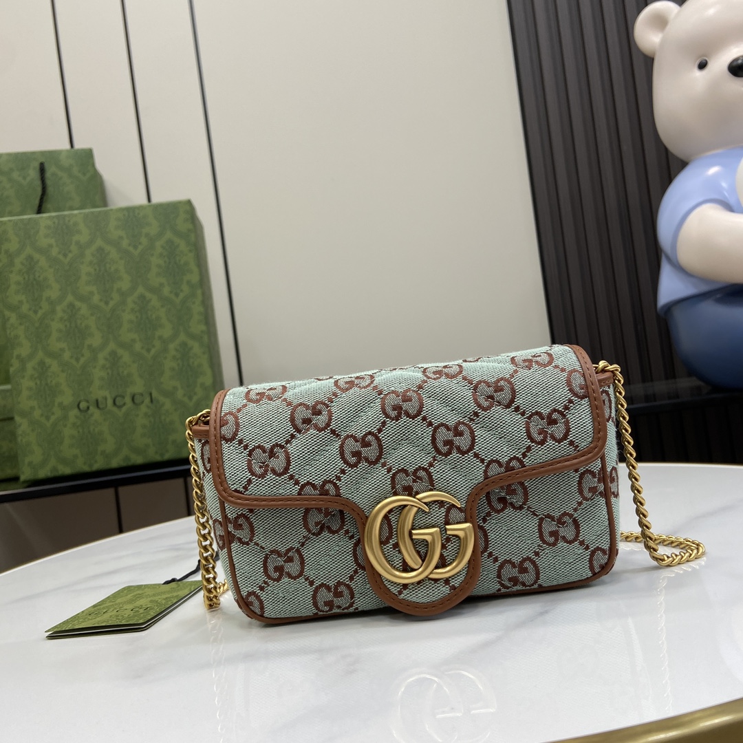 Bagsaaa GG S*per Mini Shoulder Bag 783141 Pale Blue - 16.5x9.5x4.5cm