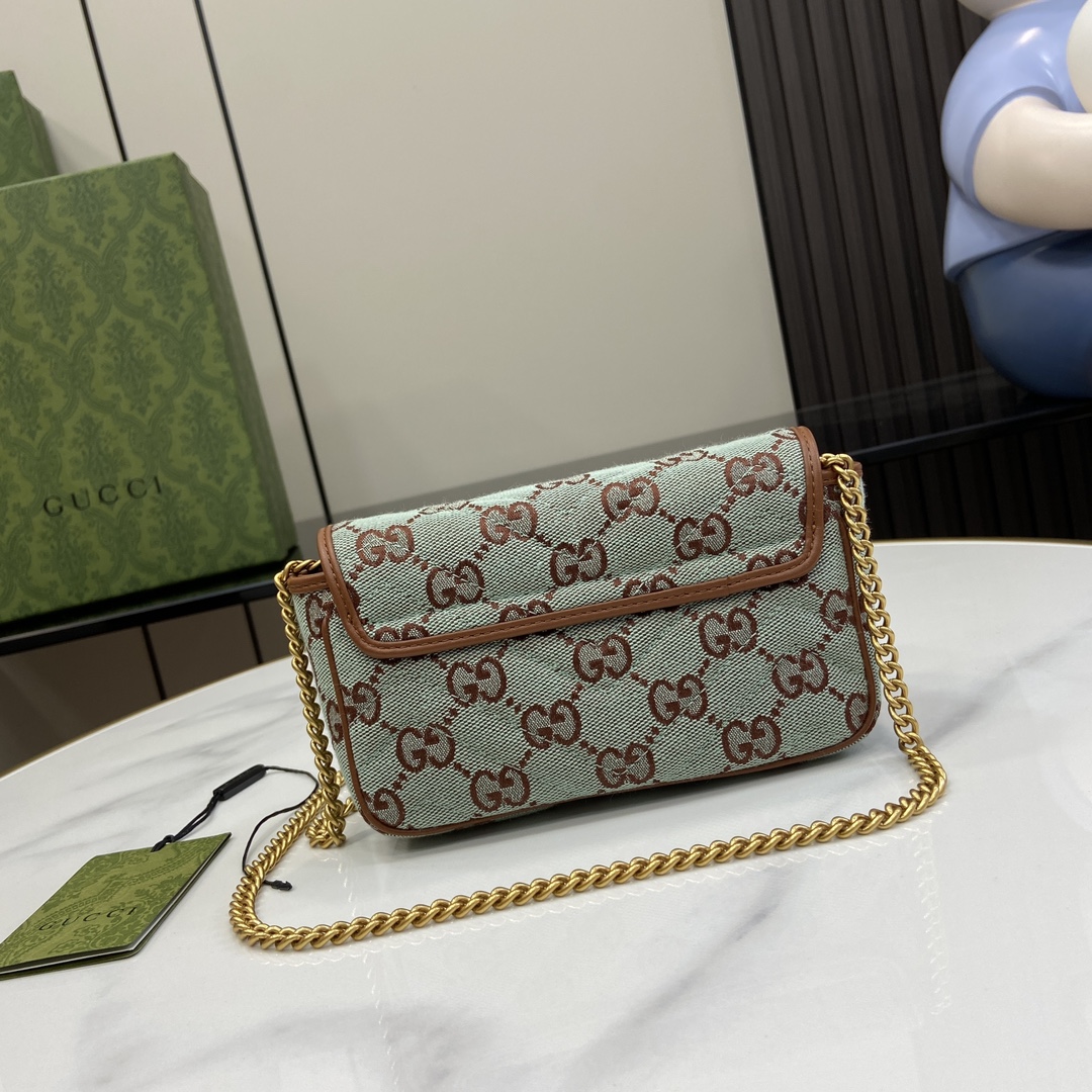Bagsaaa GG S*per Mini Shoulder Bag 783141 Pale Blue - 16.5x9.5x4.5cm