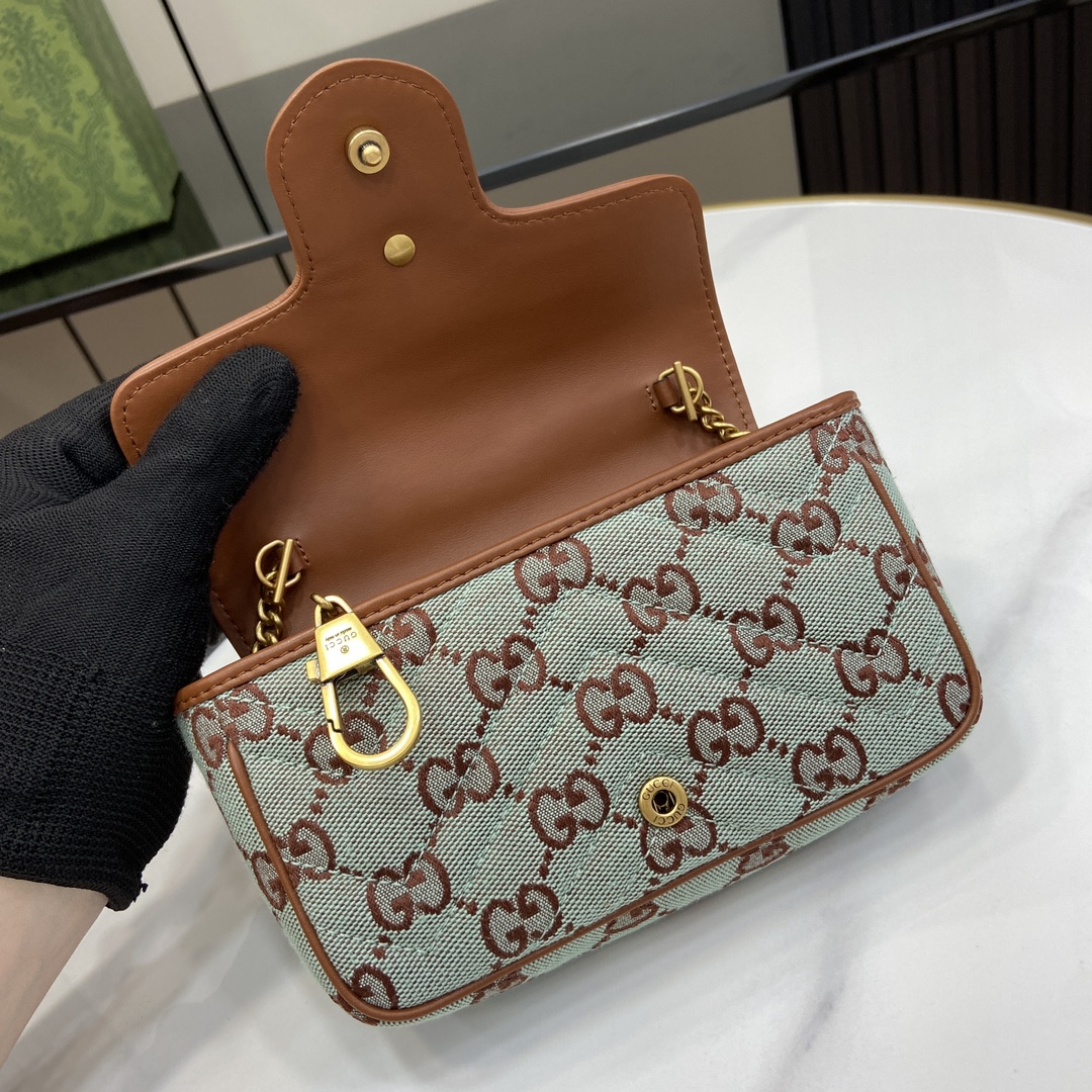Bagsaaa GG S*per Mini Shoulder Bag 783141 Pale Blue - 16.5x9.5x4.5cm