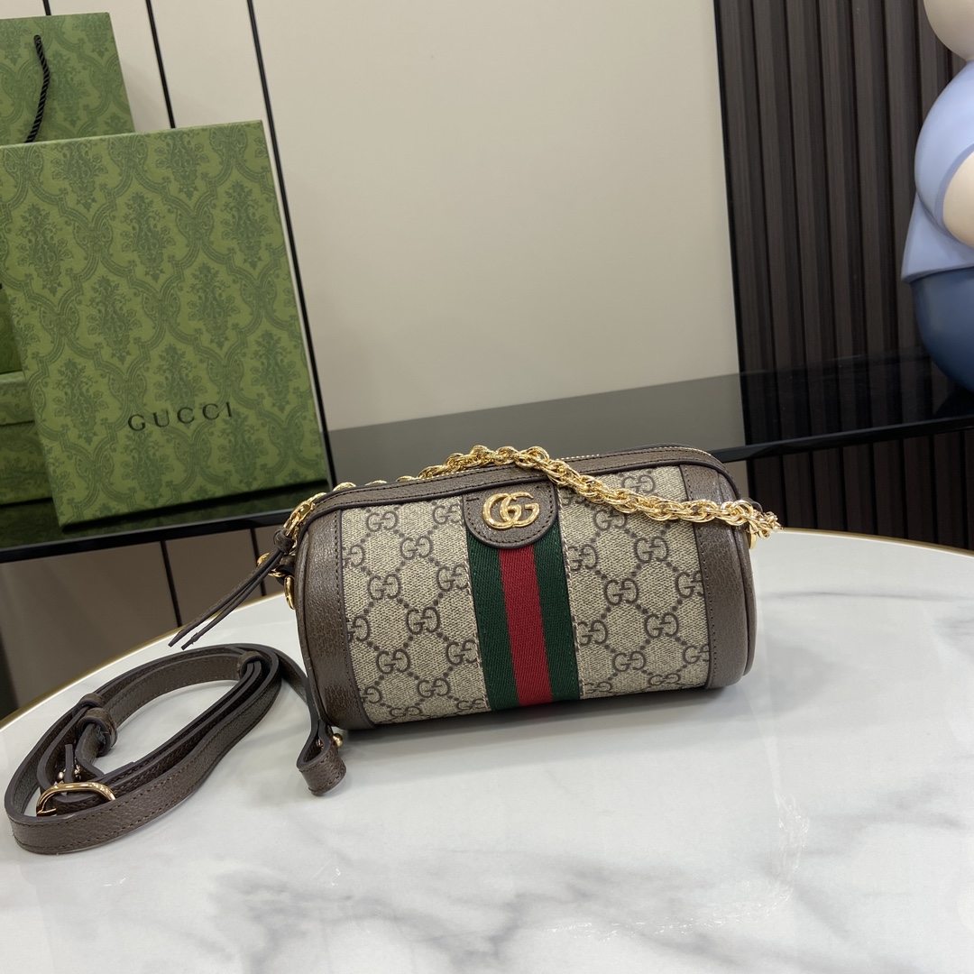 Bagsaaa Gvc*1 Ophidia Mini Shoulder Bag 795208 Brown - 18.5 x 10 x 10 cm