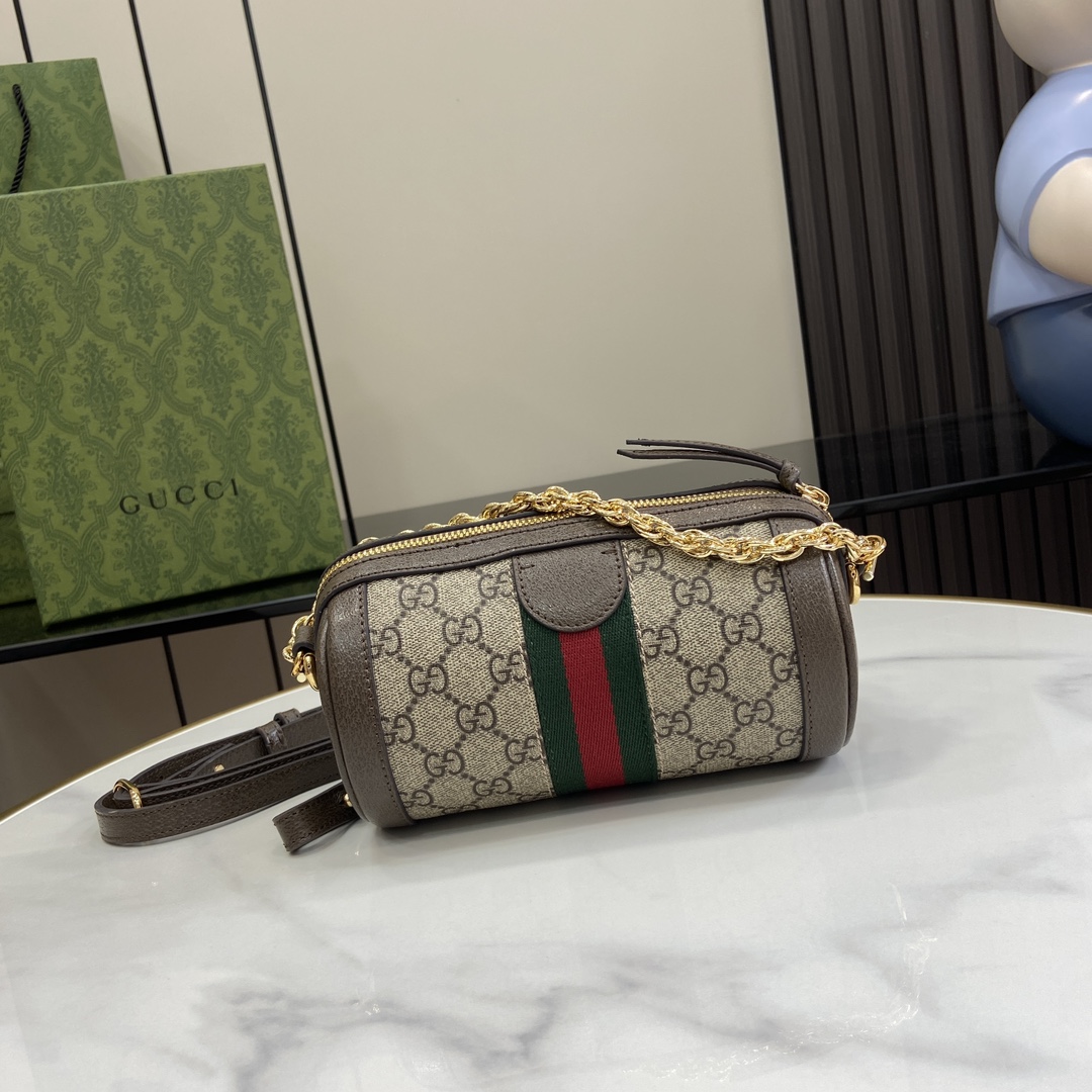 Bagsaaa Gvc*1 Ophidia Mini Shoulder Bag 795208 Brown - 18.5 x 10 x 10 cm