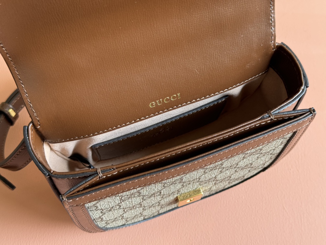 Bagsaaa Gvc*1 Horsebit 1955 Mini Top Handle Bag 781387 Brown - 18 x 15 x 6.5 cm