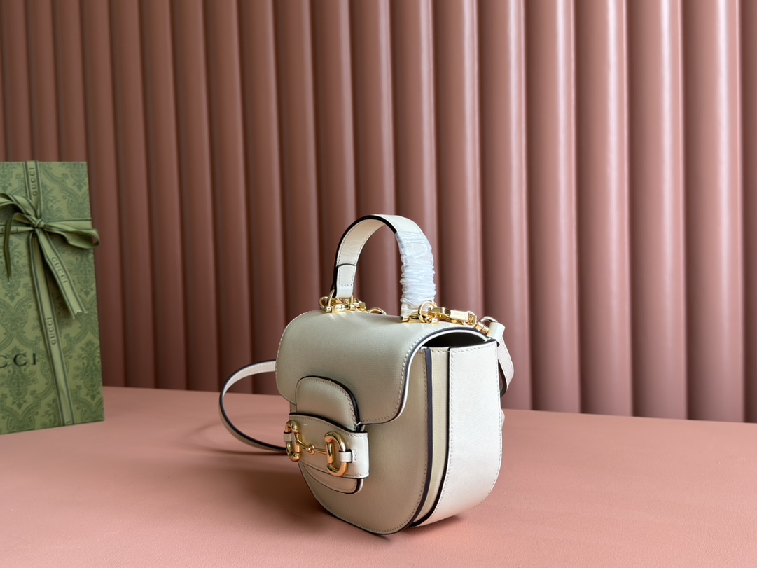 Bagsaaa Gvc*1 Horsebit 1955 Mini Top Handle Bag 781387 White - 18 x 15 x 6.5 cm