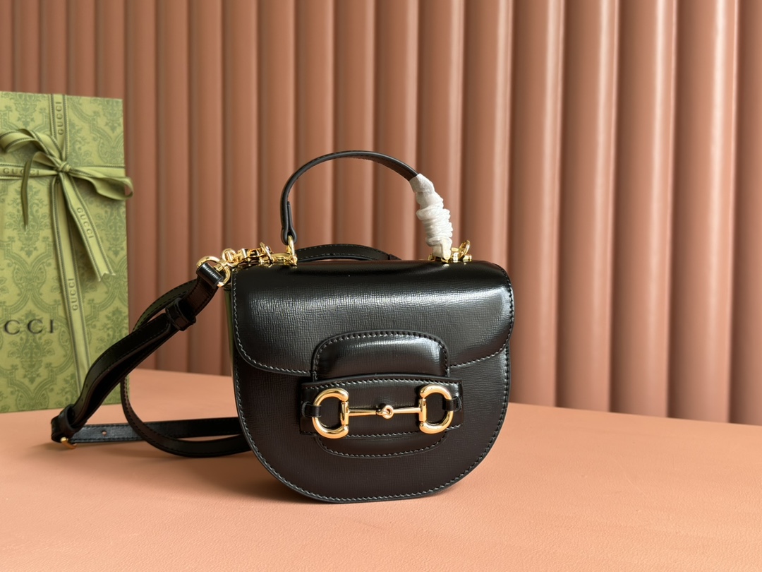 Bagsaaa Gvc*1 Horsebit 1955 Mini Top Handle Bag 781387 Black - 18 x 15 x 6.5 cm