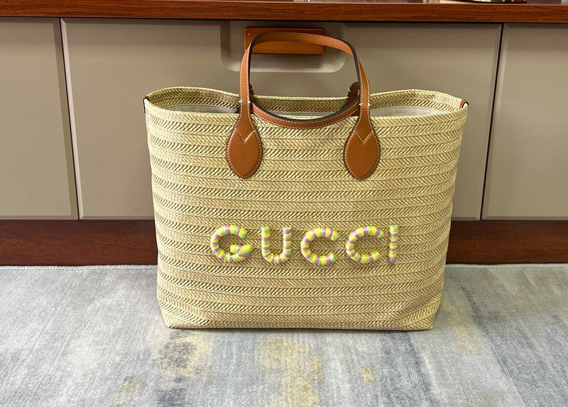 Bagsaaa Gvc*1 Medium Straw-Effect Tote 779666 38 x 33 x 15 cm