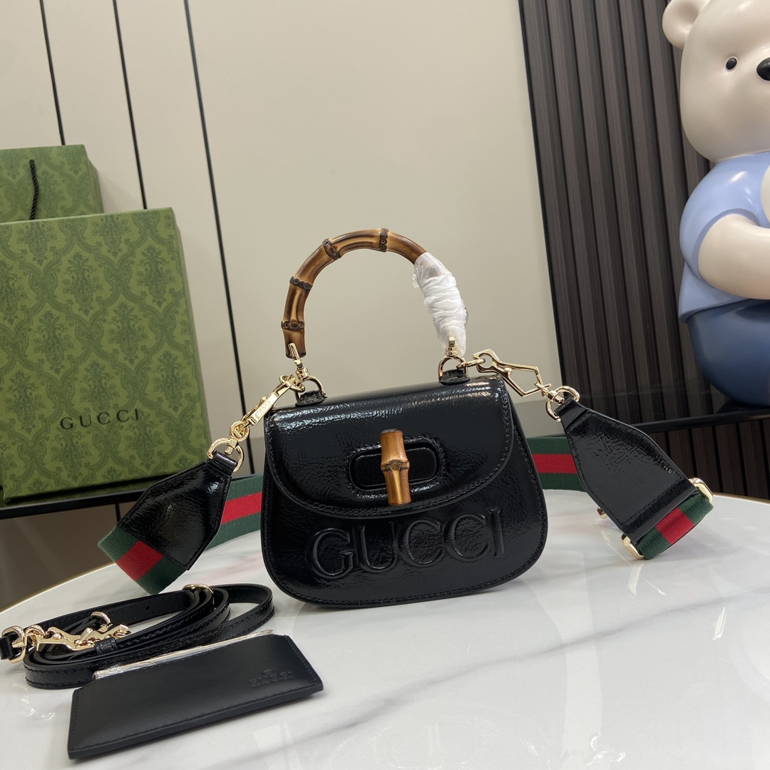 Bagsaaa Gvc*1 Bamboo 1947 Mini Top Handle Bag 786482 Black - 17 x12 x 7.5 cm