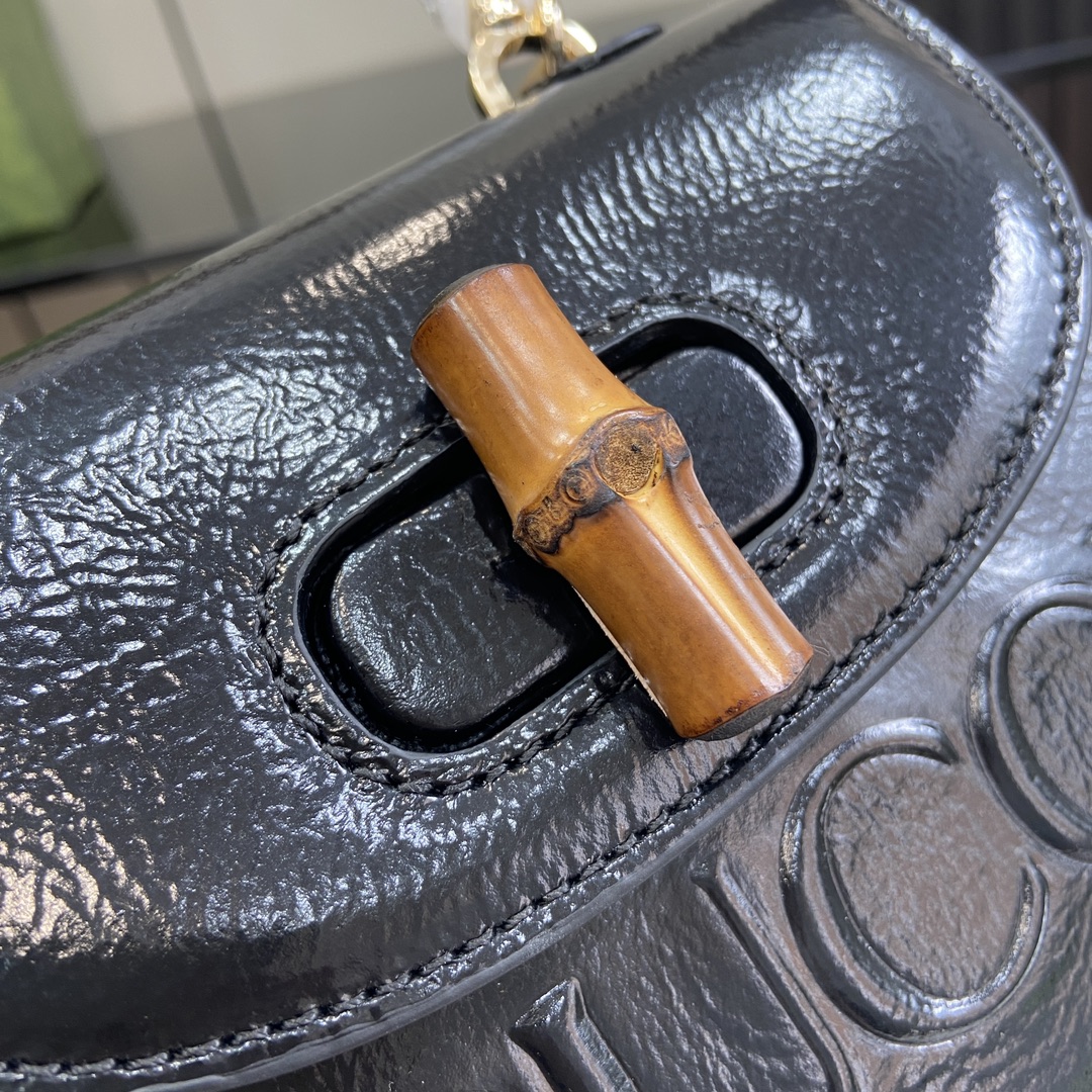 Bagsaaa Gvc*1 Bamboo 1947 Mini Top Handle Bag 786482 Black - 17 x12 x 7.5 cm