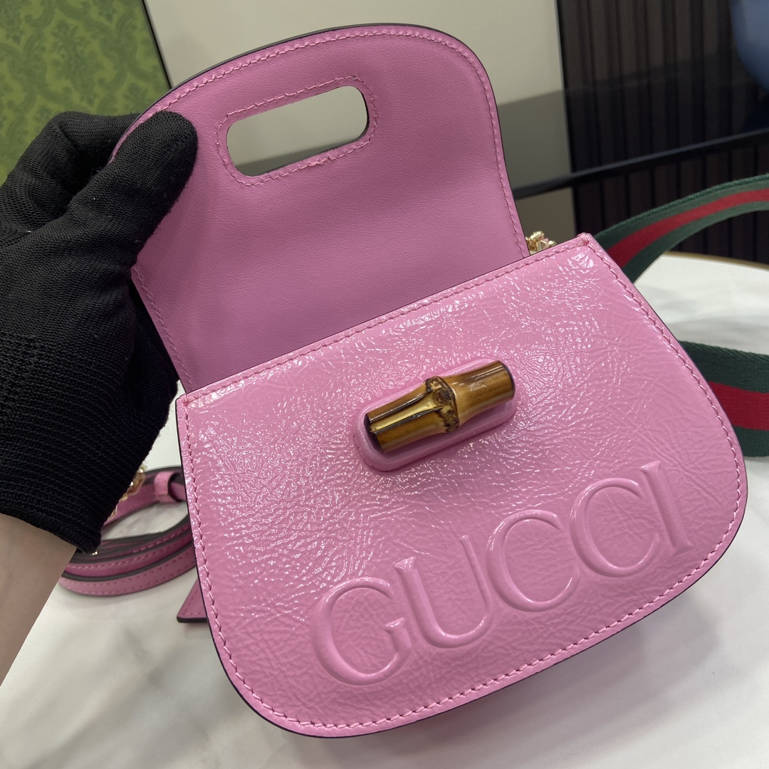 Bagsaaa Gvc*1 Bamboo 1947 Mini Top Handle Bag 786482 Pink - 17 x12 x 7.5 cm