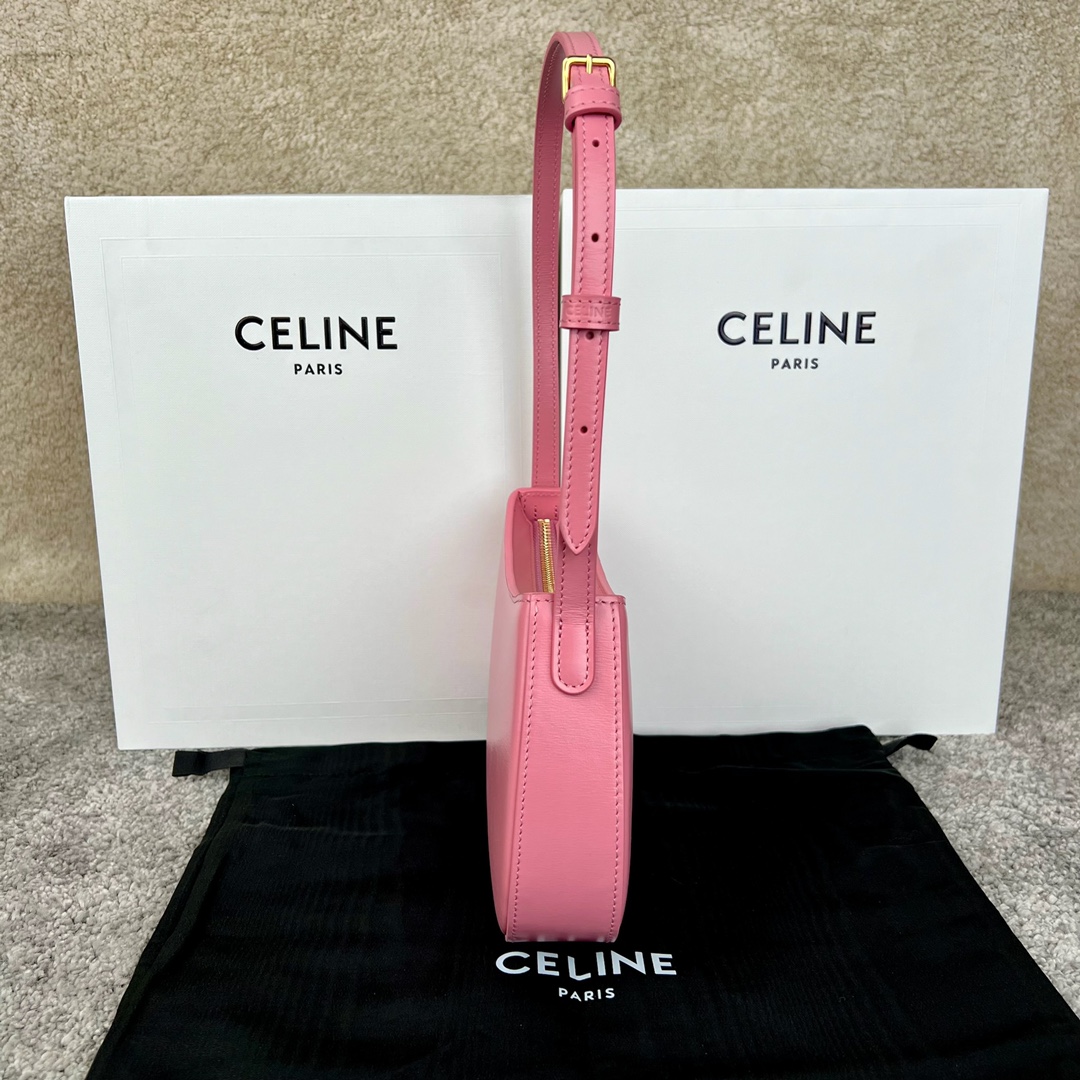 Bagsaaa Ce1i*e Medium Tilly Bag In Shiny Calfskin Pink - 22 X 13.5 X 4 CM