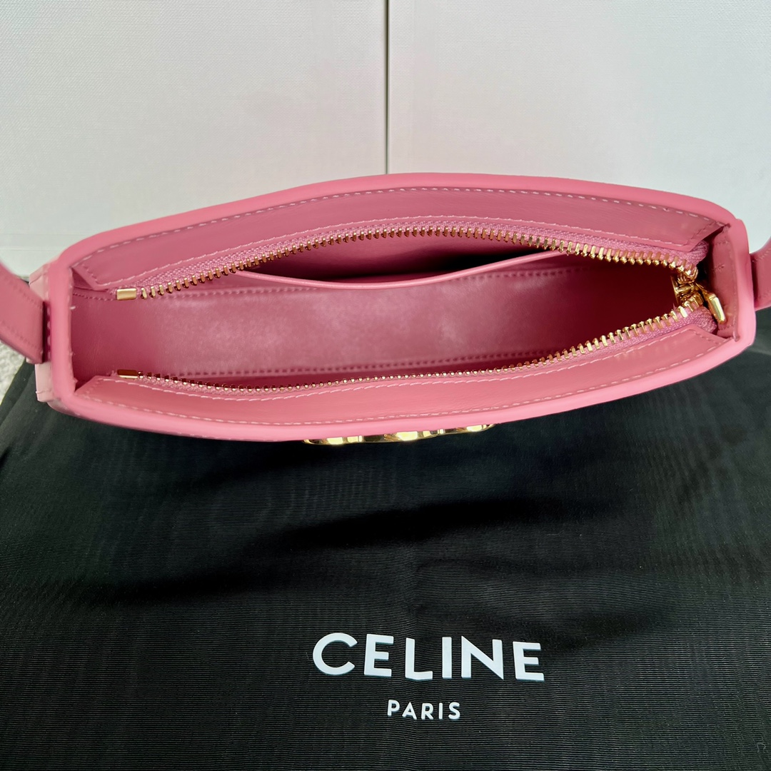 Bagsaaa Ce1i*e Medium Tilly Bag In Shiny Calfskin Pink - 22 X 13.5 X 4 CM
