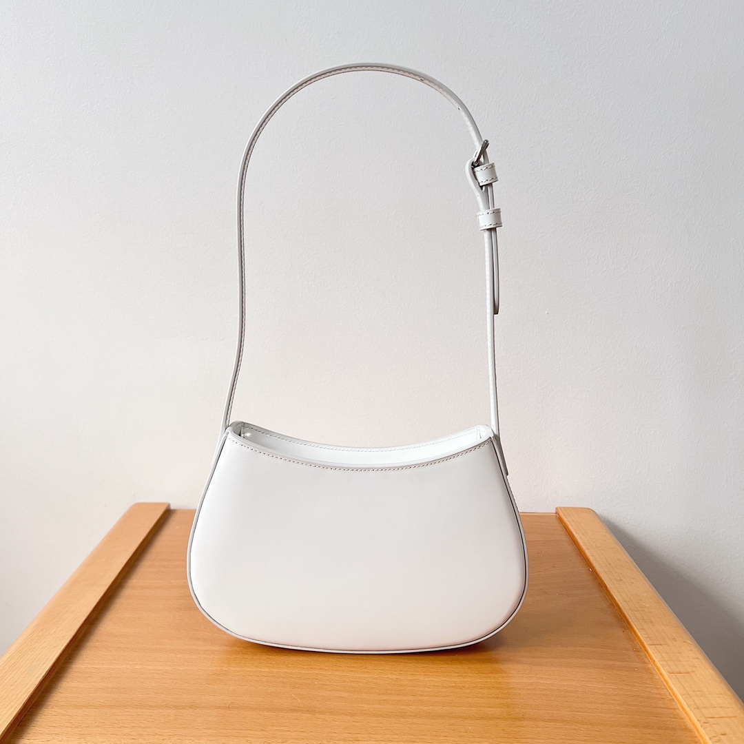 Bagsaaa Ce1i*e Medium Tilly Bag In Shiny Calfskin White - 22 X 13.5 X 4 CM