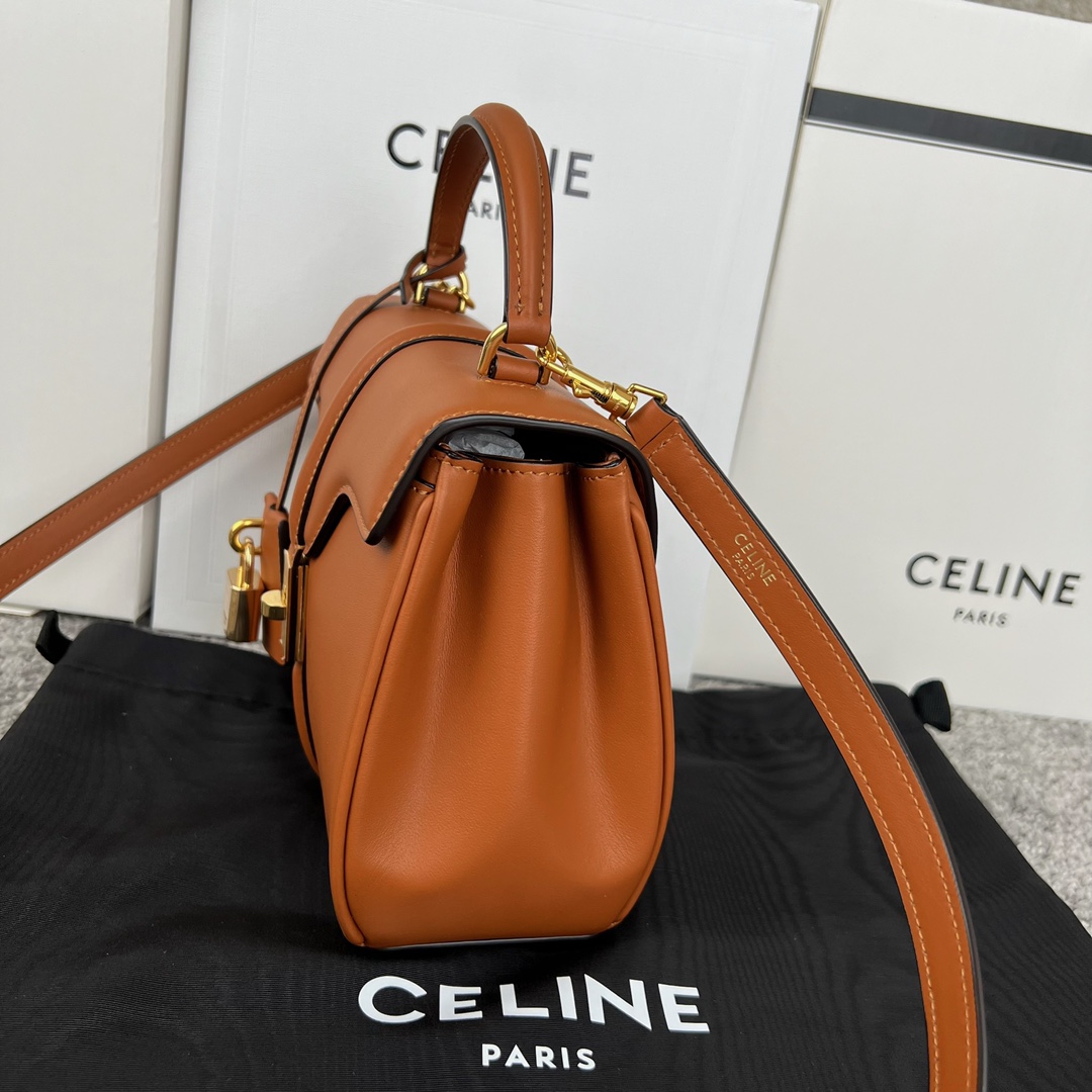 Bagsaaa Ce1i*e Mini 16 In Natural Calfskin Tan Brown - 18.5 X 15.5 X 9 CM