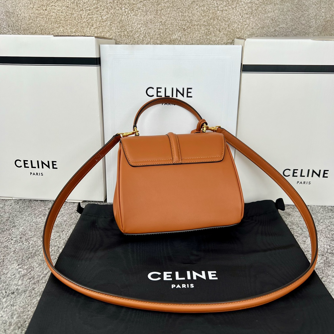 Bagsaaa Ce1i*e Mini 16 In Natural Calfskin Tan Brown - 18.5 X 15.5 X 9 CM