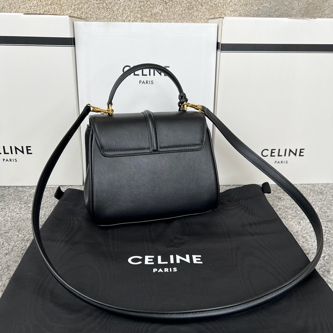Bagsaaa Ce1i*e Mini 16 In Satinated Calfskin Black - 18.5 X 15.5 X 9 CM