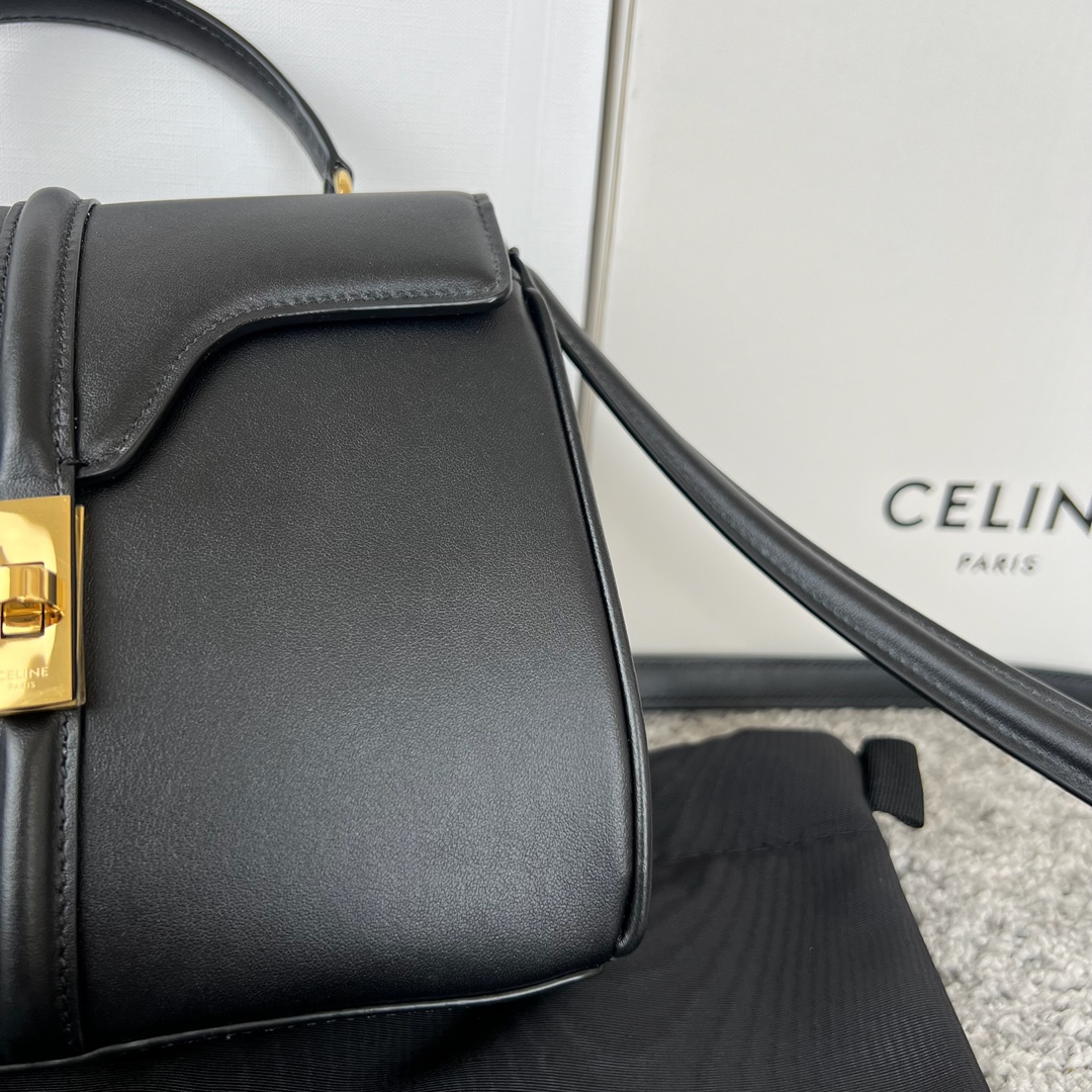 Bagsaaa Ce1i*e Mini 16 In Satinated Calfskin Black - 18.5 X 15.5 X 9 CM