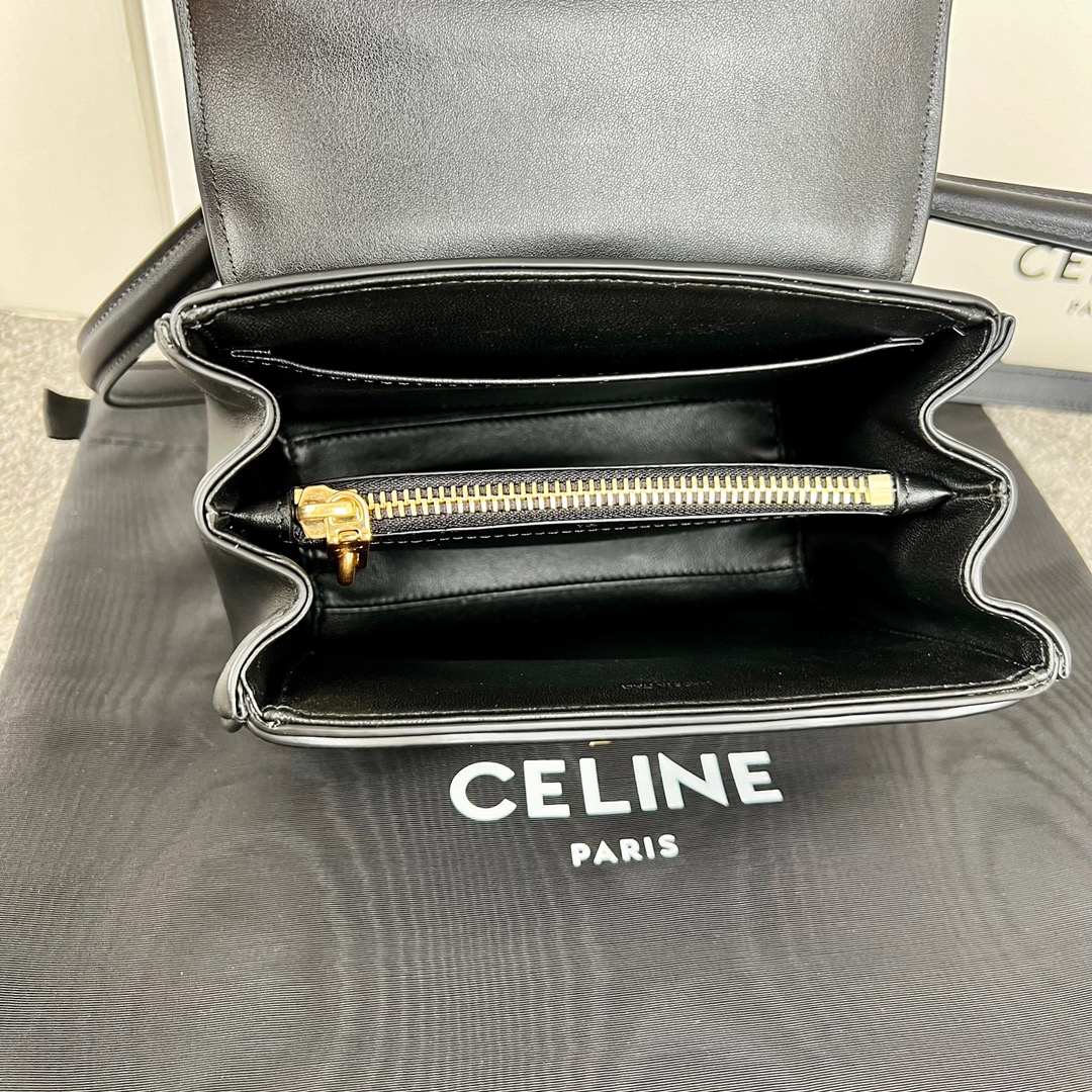 Bagsaaa Ce1i*e Mini 16 In Satinated Calfskin Black - 18.5 X 15.5 X 9 CM
