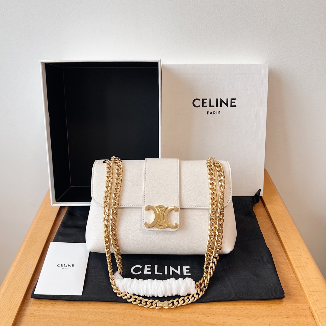 Bagsaaa Teen Ce1i*e Victoire Bag In S*pple Calfskin White - 23.5 X 14 X 8 CM