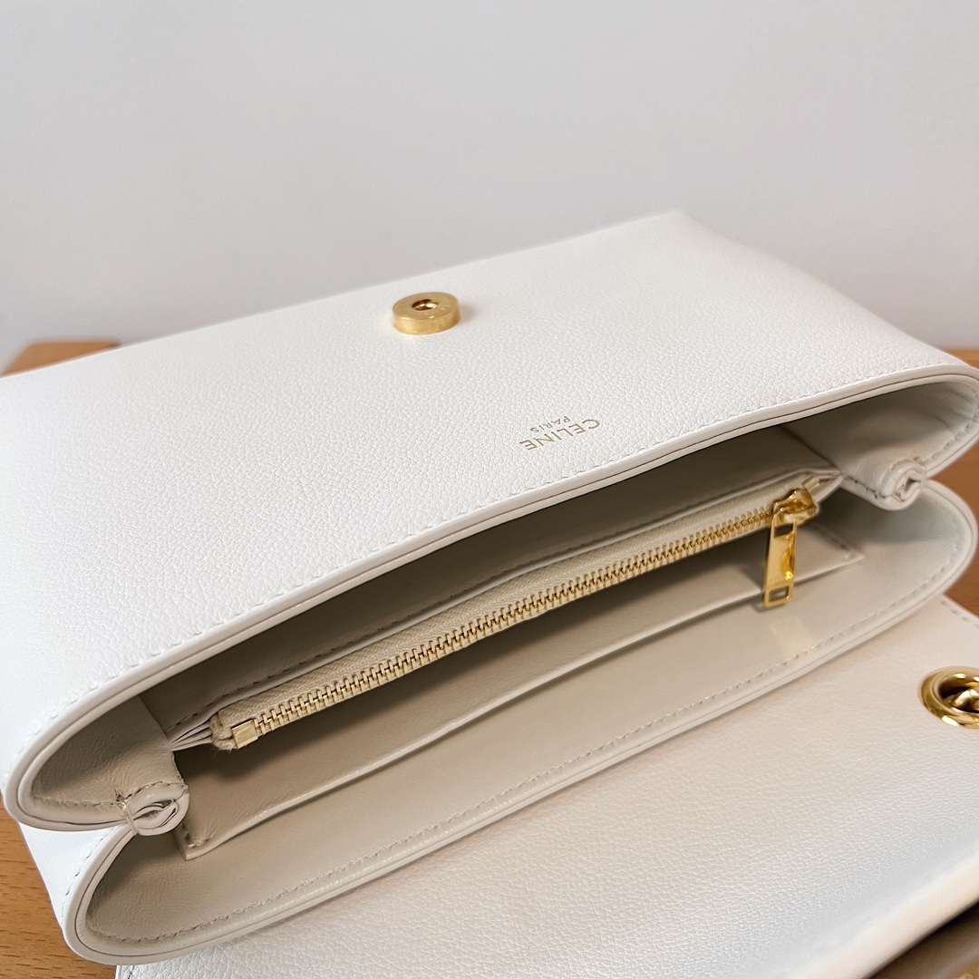 Bagsaaa Teen Ce1i*e Victoire Bag In S*pple Calfskin White - 23.5 X 14 X 8 CM