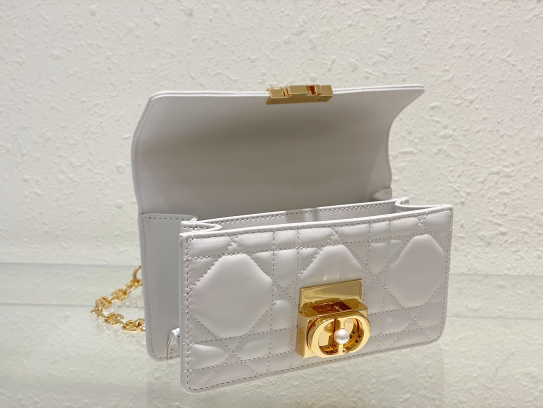 Bagsaaa Mini D10r Ange Bag Latte Macrocannage Calfskin - 20 x 12 x 5 cm