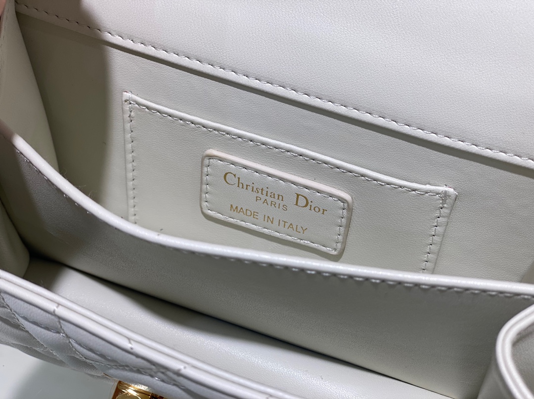 Bagsaaa Mini D10r Ange Bag Latte Macrocannage Calfskin - 20 x 12 x 5 cm