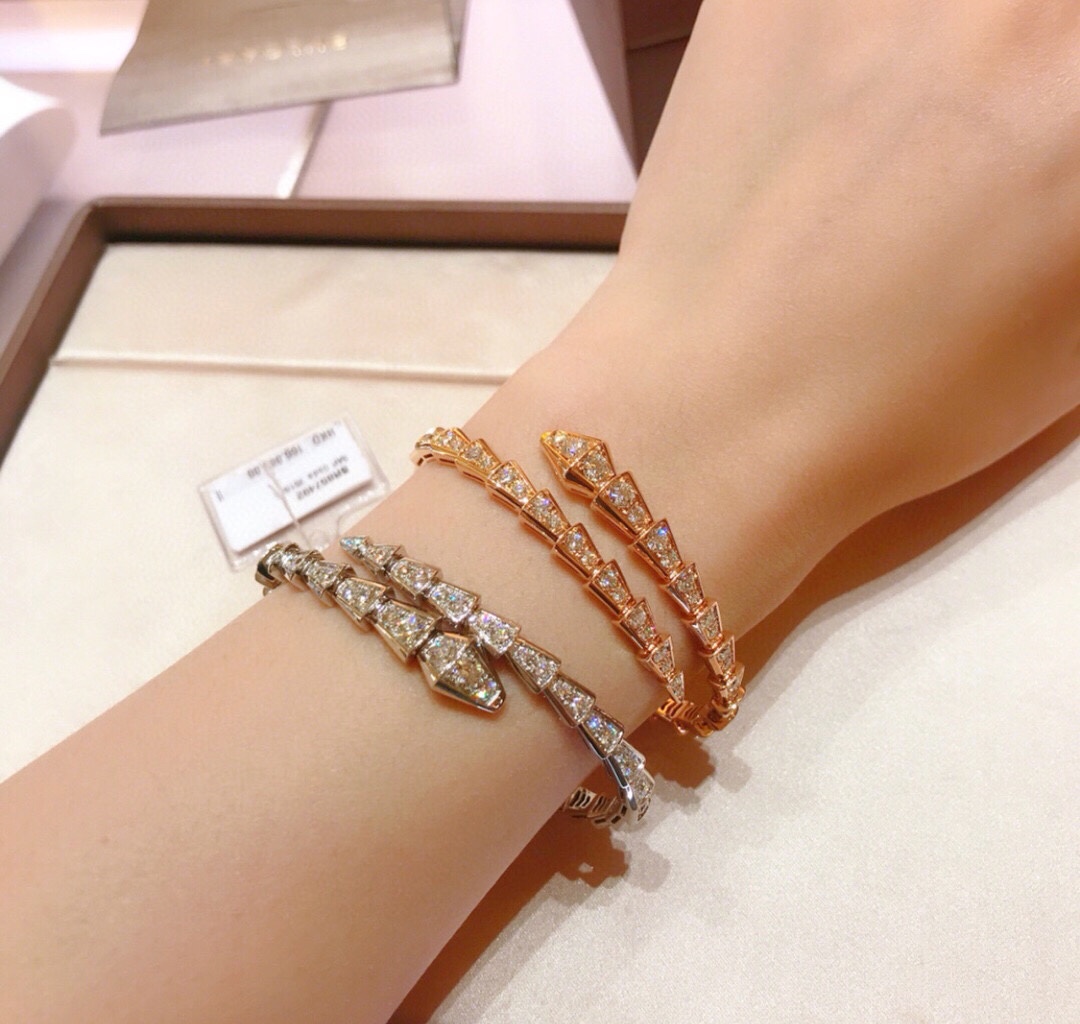 Bagsaaa Bv1g*ai Serpenti Viper Bracelet Rose Gold