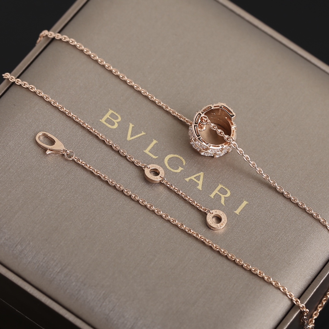 Bagsaaa Bv1g*ai Serpenti Viper Necklace Rose Gold