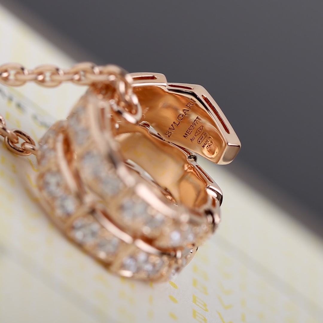 Bagsaaa Bv1g*ai Serpenti Viper Necklace Rose Gold