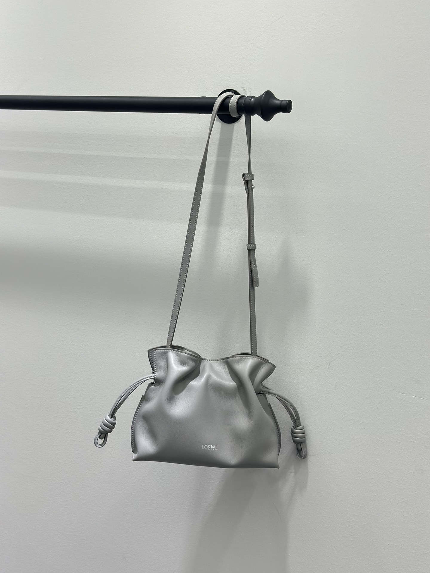 Bagsaaa Mini Flamenco Clutch In Nappa Calfskin Pearl Grey - 23.9X18X9 cm