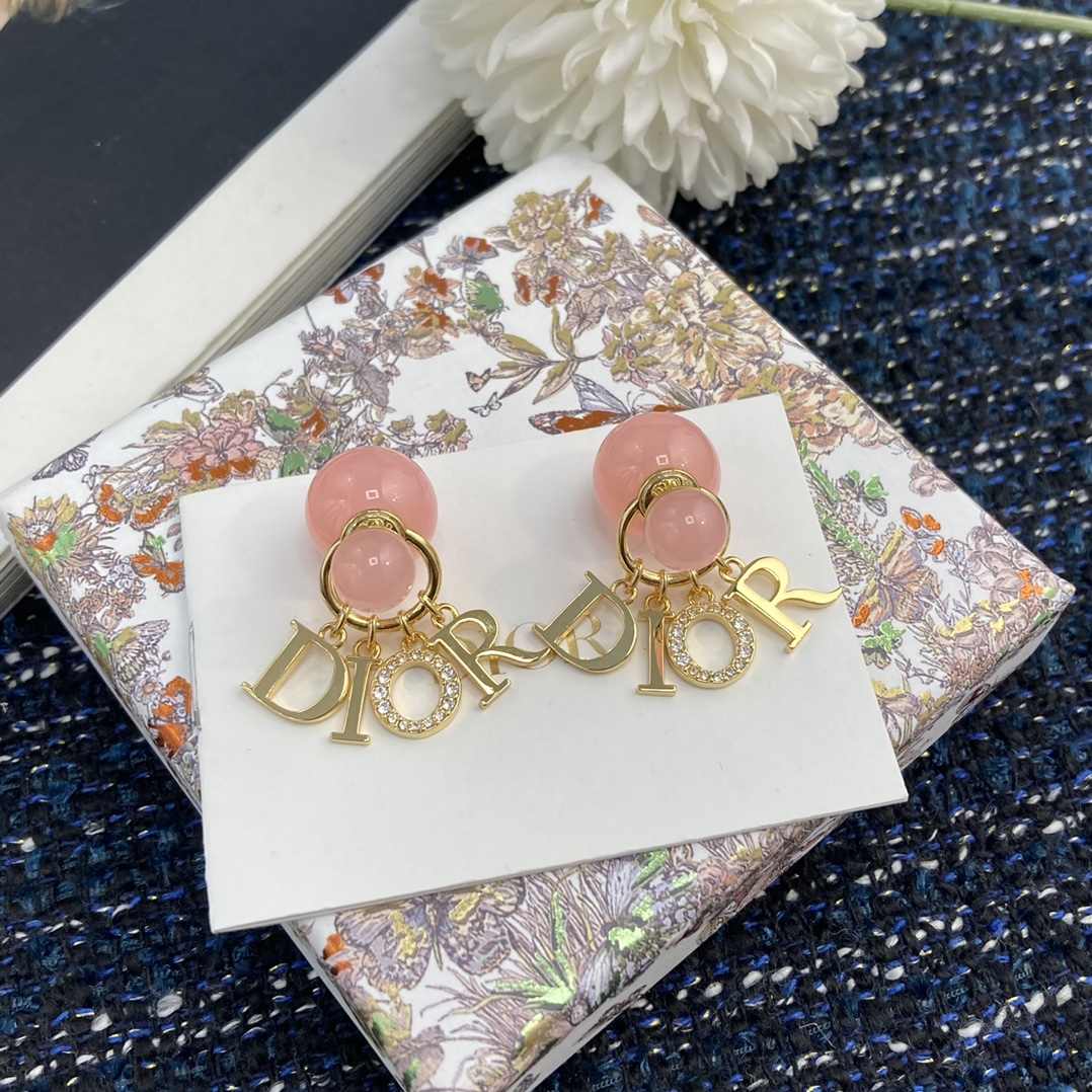 Bagsaaa D10r Tribales Earrings Gold-Finish Metal with Orange Acid Resin Pearls and White Crystals