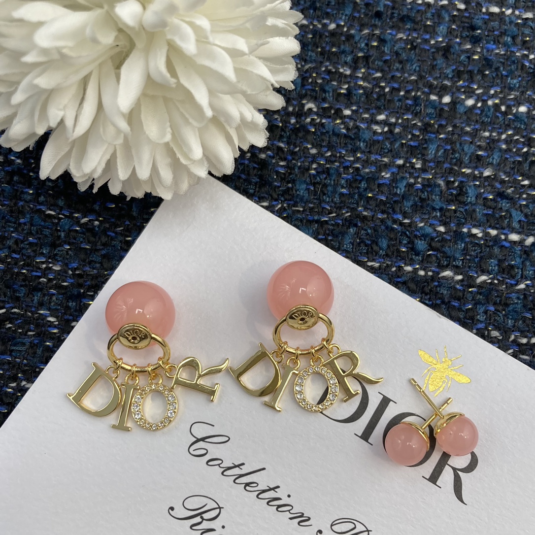 Bagsaaa D10r Tribales Earrings Gold-Finish Metal with Orange Acid Resin Pearls and White Crystals