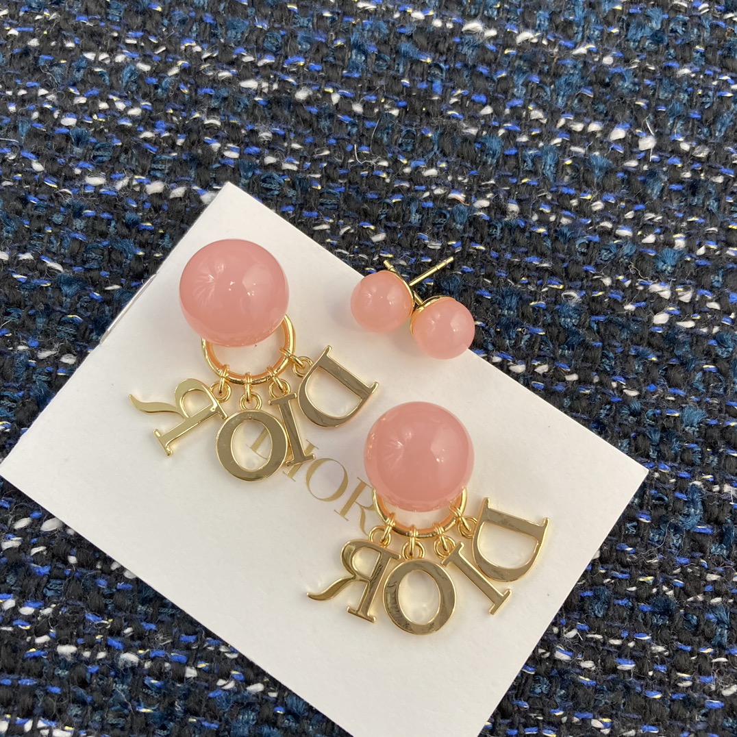 Bagsaaa D10r Tribales Earrings Gold-Finish Metal with Orange Acid Resin Pearls and White Crystals