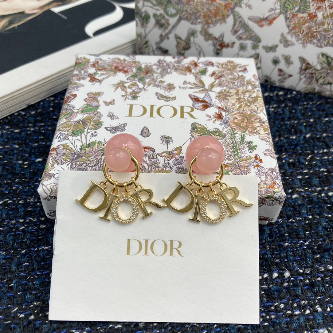 Bagsaaa D10r Tribales Earrings Gold-Finish Metal with Orange Acid Resin Pearls and White Crystals