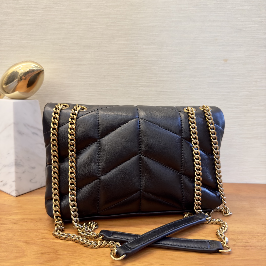 Bagsaaa Y51 Toy Puffer In Nappa Leather 759337 Black & Gold - 23 X 15.5 X 8.5 CM