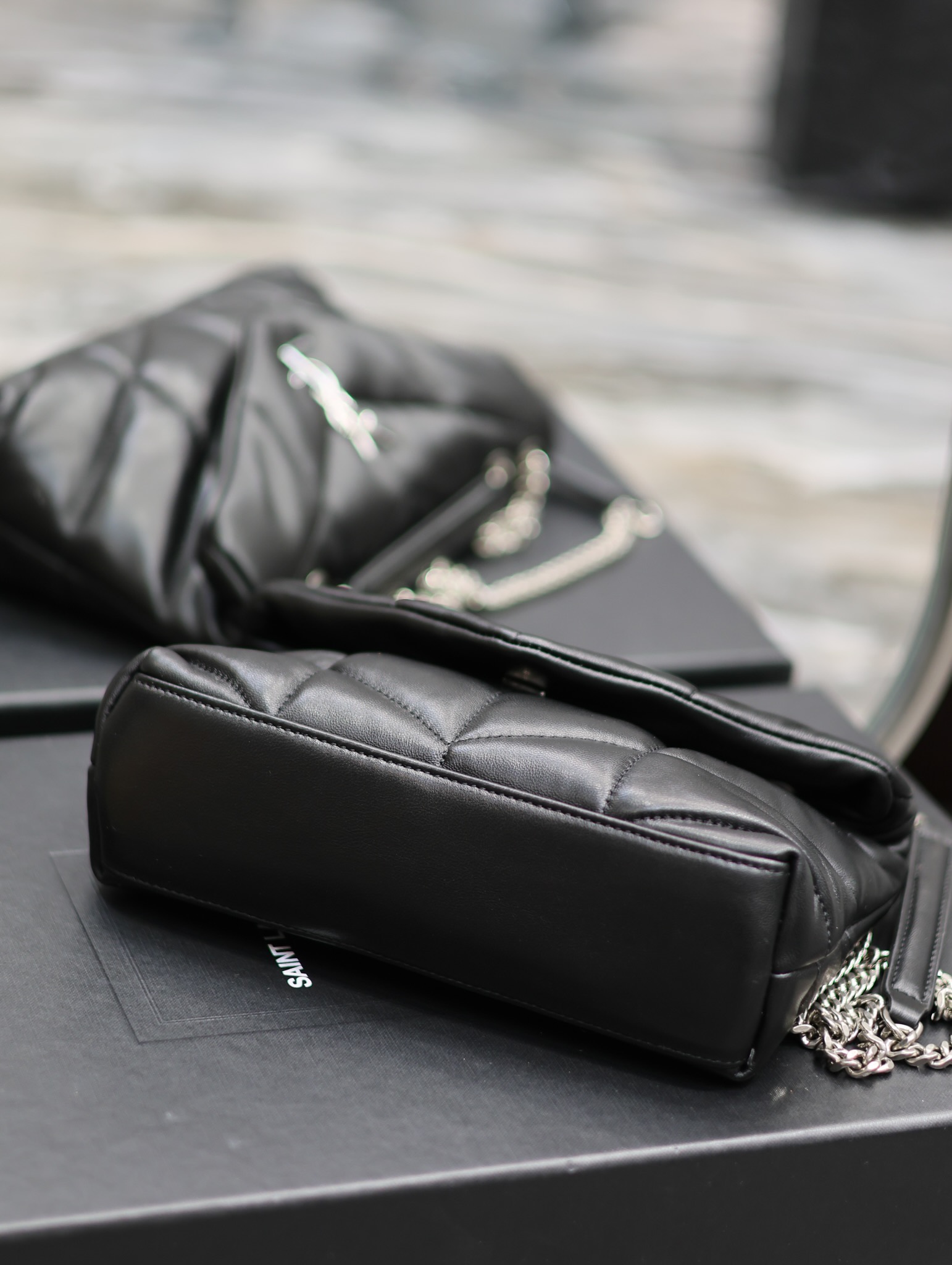 Bagsaaa Y51 Toy Puffer In Nappa Leather 759337 Black & Silver - 23 X 15.5 X 8.5 CM
