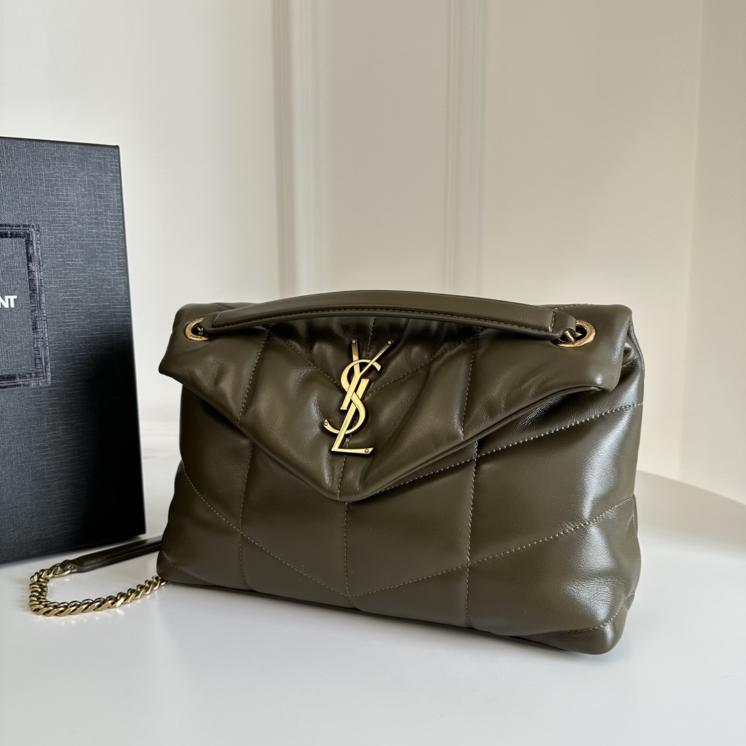 Bagsaaa Y51 Toy Puffer In Nappa Leather 759337 Dark Green - 23 X 15.5 X 8.5 CM