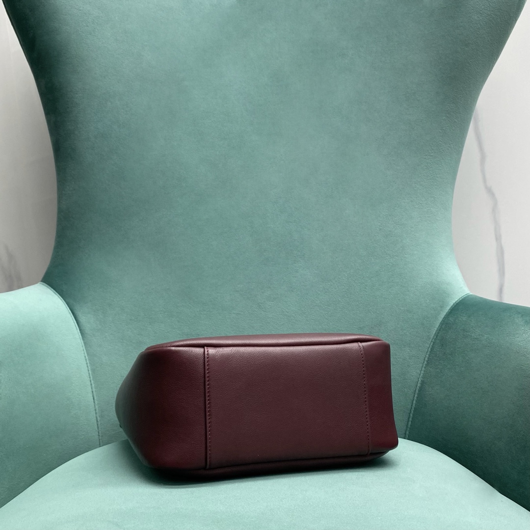 Bagsaaa Y51 Le 5 À 7 S*pple Small In Grained Leather Dark Red 713938 - 23x22x10 cm