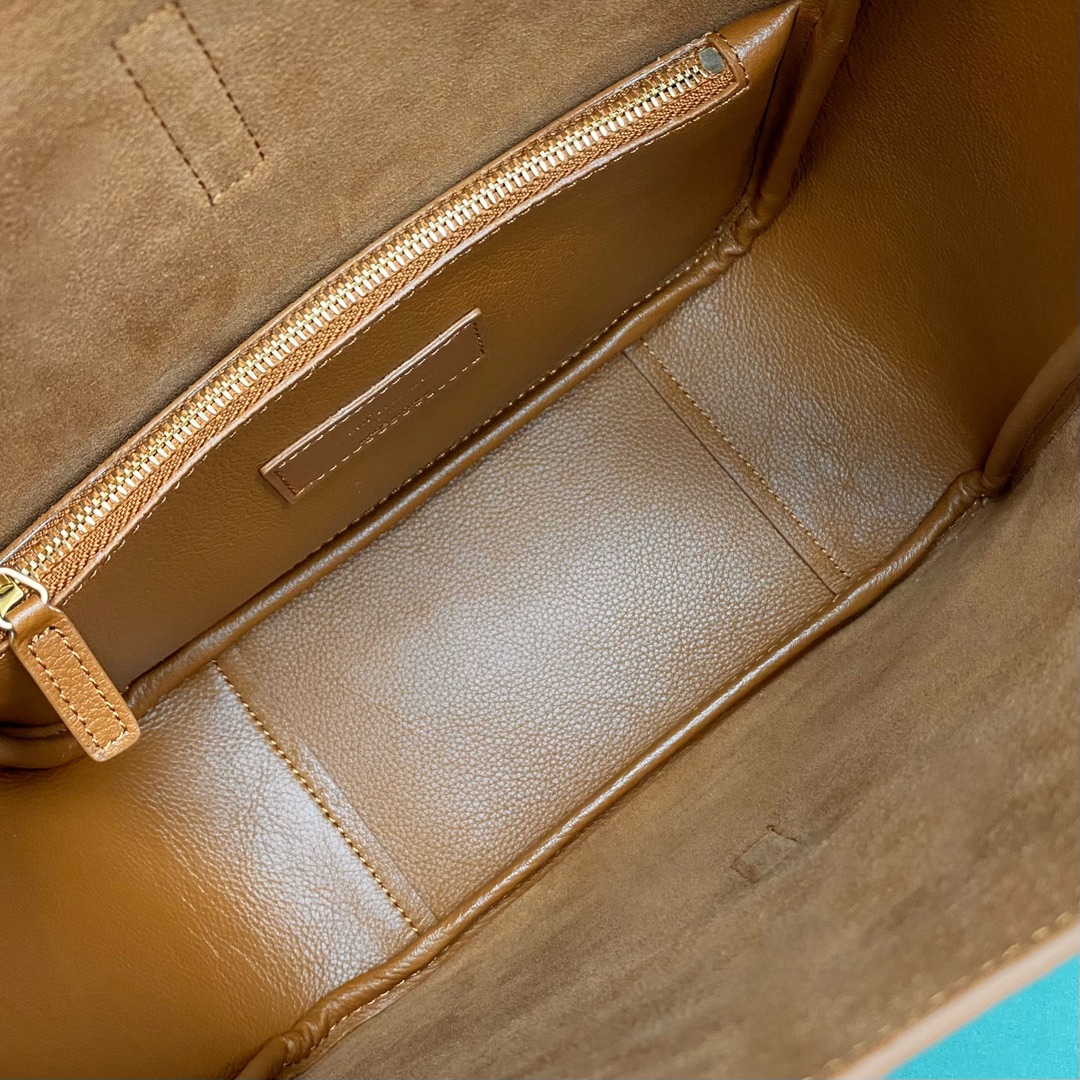 Bagsaaa Y51 Le 5 À 7 S*pple Small In Grained Leather Brown 713938 - 23x22x10 cm
