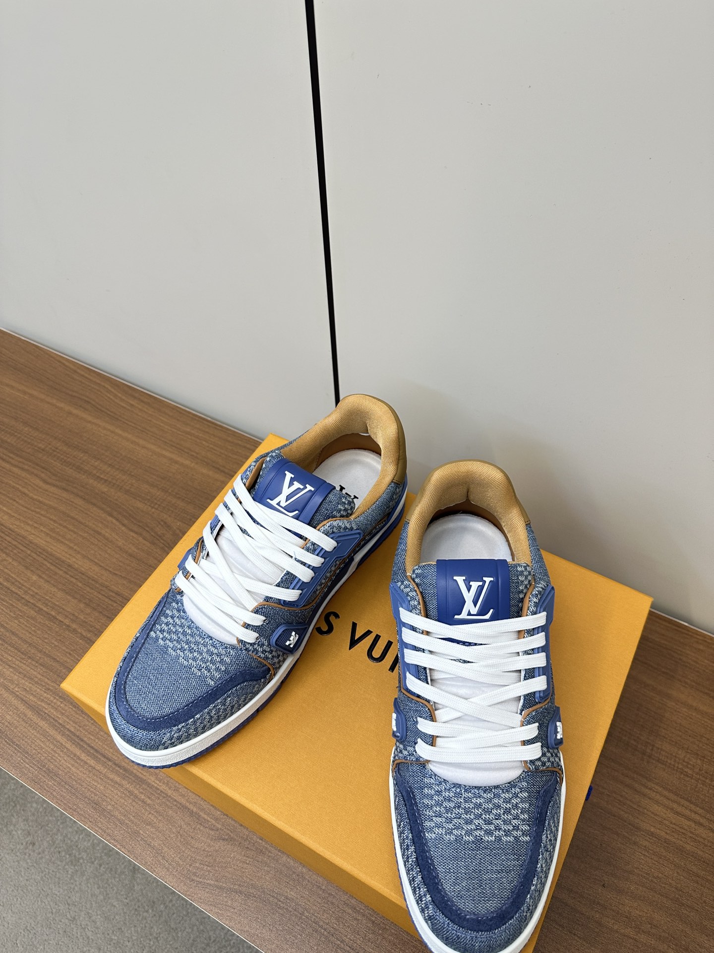 Bagsaaa LV Trainer Sneaker Blue Damier 3D denim
