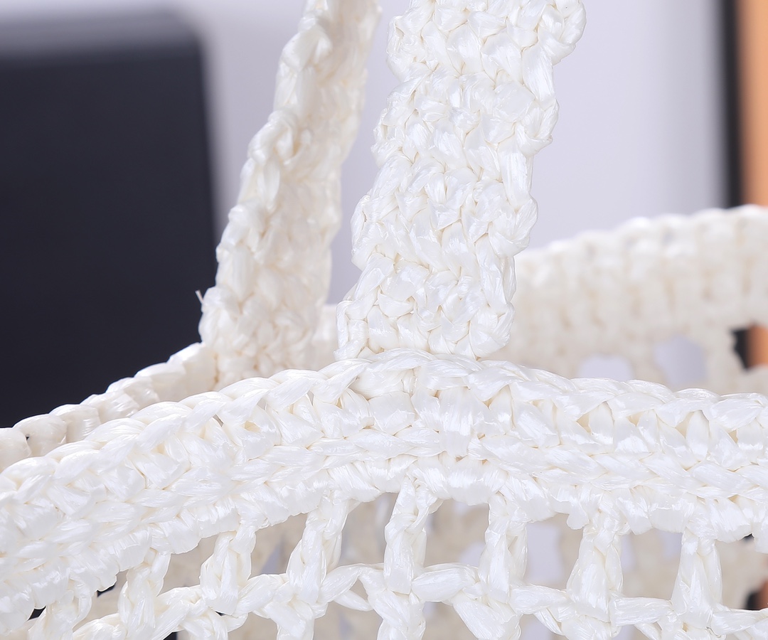 Bagsaaa Pra*a Crochet Tote Bag 1BG393 White - 38x36x3 cm