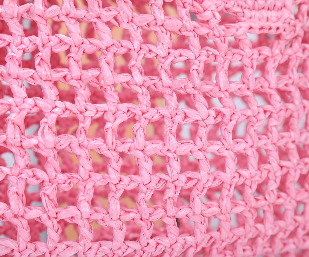 Bagsaaa Pra*a Crochet Tote Bag 1BG393 Pink - 38x36x3 cm