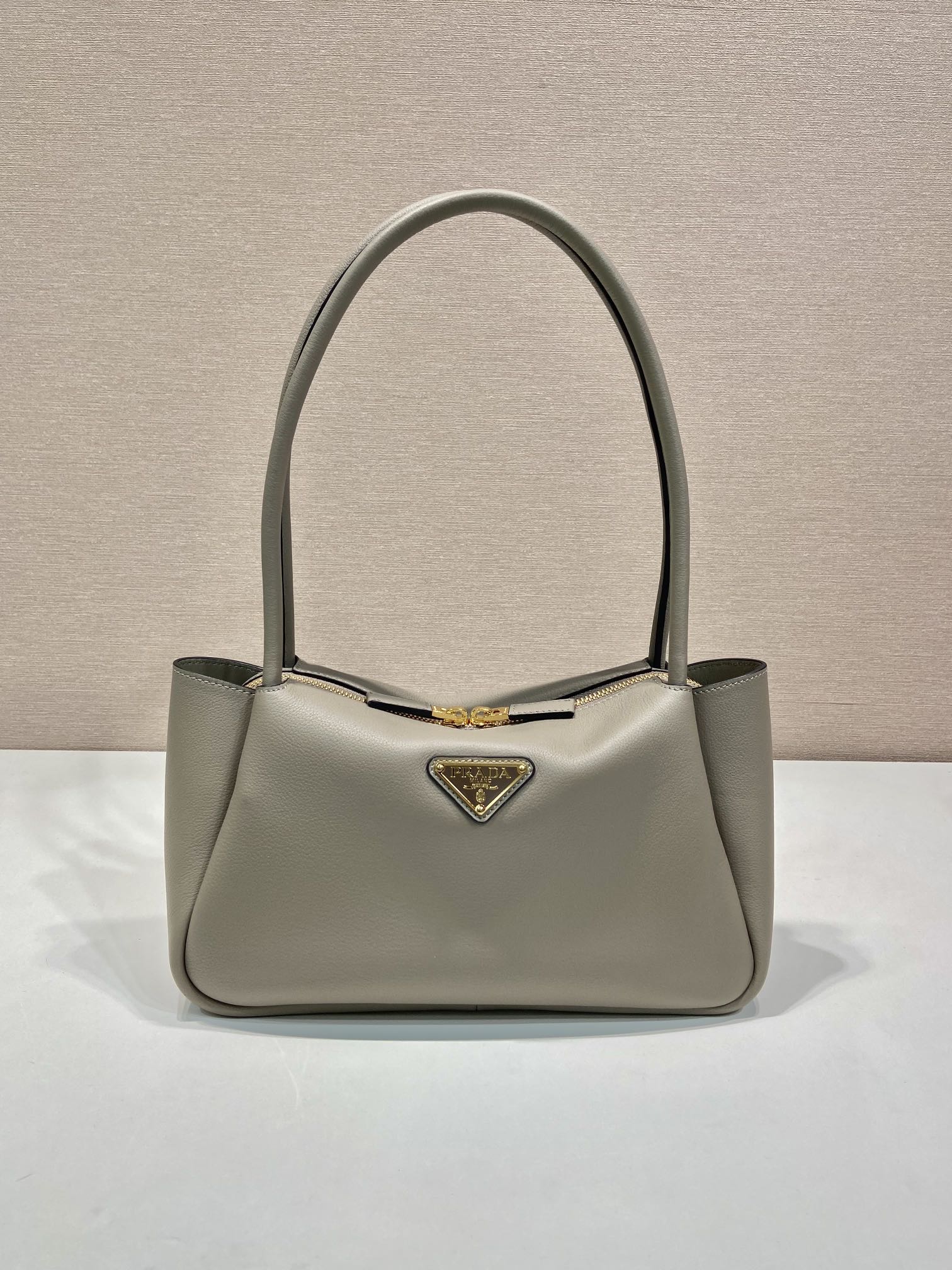 Bagsaaa Pra*a Medium Leather Handbag 1BA444 Gray - 28x16x10.5 cm